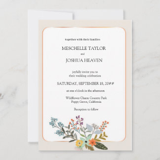Invitation Fleur sauvage Mariage Rustique Floral Photo Invita