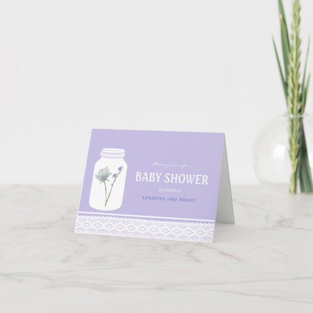 Invitation Fleur sauvage Mason Jar et Baby shower dentelle (Devant)