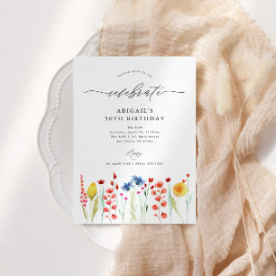 Invitation Fleur sauvage Meadow Border fête l'anniversaire
