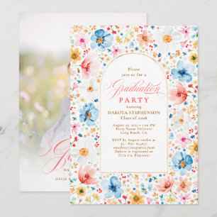 Invitation Fleur sauvage Meadow Floral Élégant Jardin Graduat