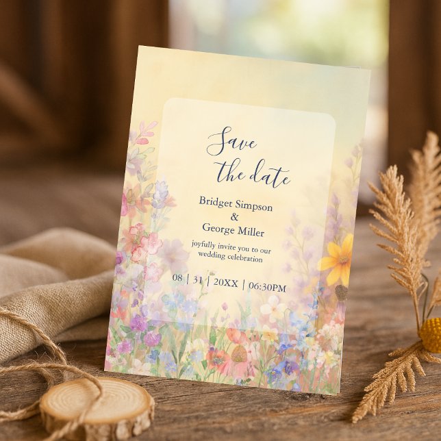 Invitation Fleur sauvage Meadow Grange Mariage sans danger da (Créateur téléchargé)