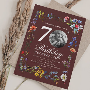 Invitation Fleur sauvage Meadow Photo 70e anniversaire Bourgo