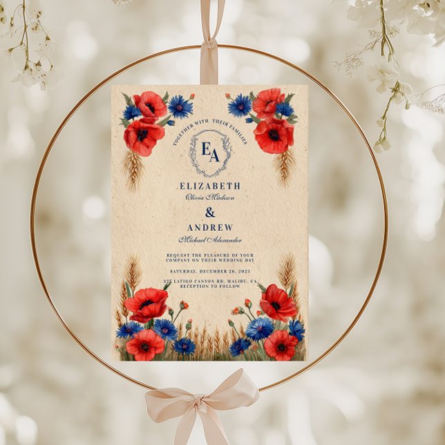 Invitation Fleur sauvage Meadow Rustic Mariage (Créateur téléchargé)