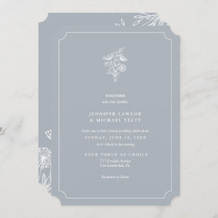 Invitation Fleur sauvage minimaliste Mariage bleu pâle