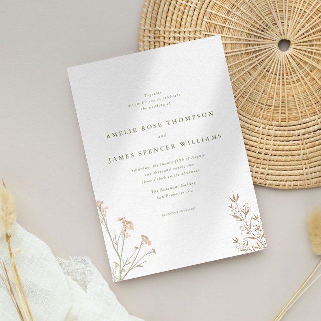 Invitation Fleur sauvage minimaliste Mariage rustique (Créateur téléchargé)