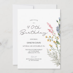 Invitation Fleur sauvage moderne 40e anniversaire