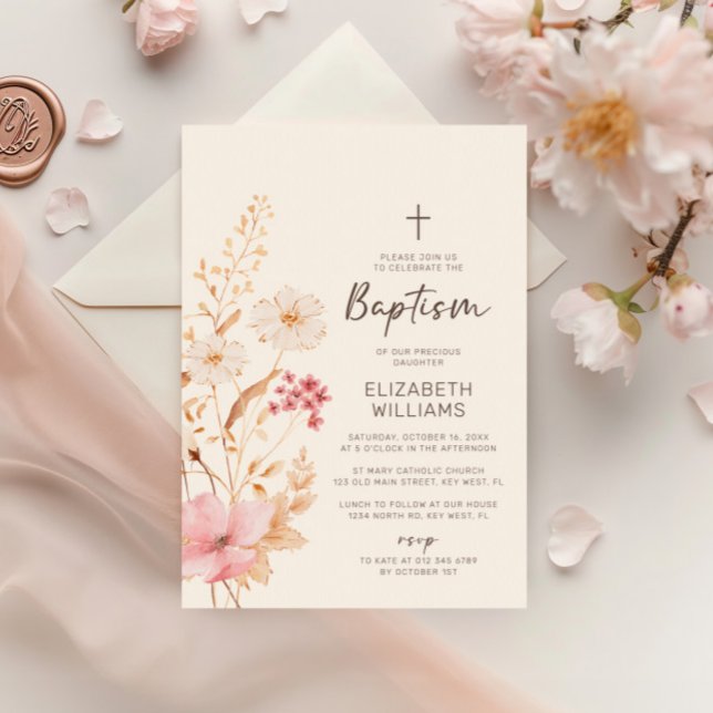 Invitation Fleur sauvage moderne | Baptême du jardin botaniqu (Créateur téléchargé)