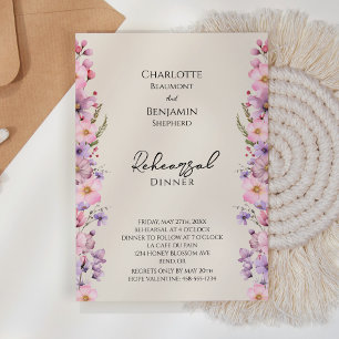 Invitation Fleur sauvage moderne Beige Mariage Dîner de répét
