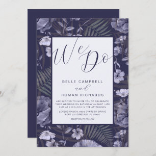 Invitation Fleur sauvage moderne Dusty Purple Script Mariage