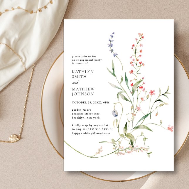 Invitation Fleur sauvage Moderne Floral Jardin d'engagement (Créateur téléchargé)
