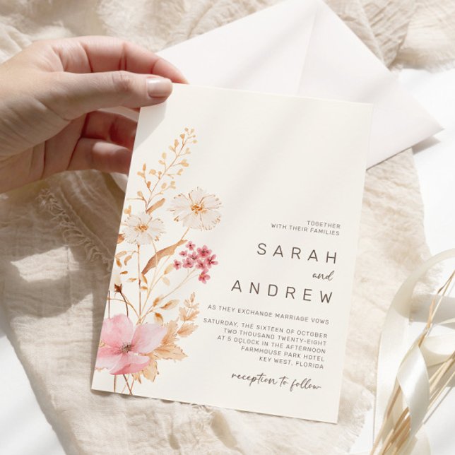 Invitation Fleur sauvage moderne | Mariage du jardin botaniqu (Créateur téléchargé)