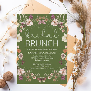 Invitation Fleur sauvage Moss Green Bridal Brunch Fête des ma