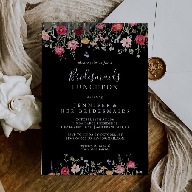 Invitation Fleur sauvage Multicolor Bridesmaids Luncheon Douc (Créateur téléchargé)