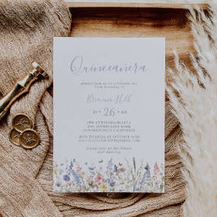 Invitation Fleur sauvage Multicolore d'été Quinceañera