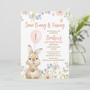 Invitation Fleur sauvage multicolore Un lapin 1er anniversair