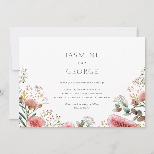 Invitation Fleur sauvage native australienne aquarelle (Devant)