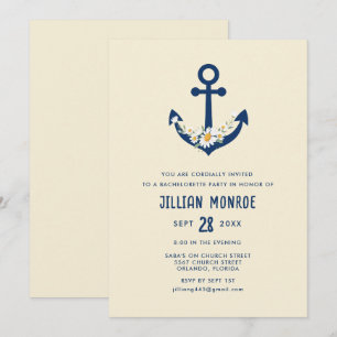 Invitation Fleur sauvage nautique Ancre Bachelorette Party