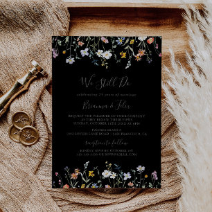 Invitation Fleur sauvage Noir Nous Faisons Encore Vow Renouve