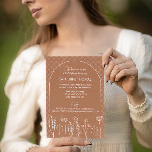 Invitation Fleur sauvage orange brûlé Mariage d'arc de Bohême