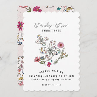 Invitation Fleur sauvage papillon