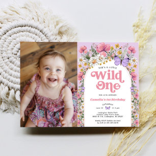 Invitation Fleur sauvage papillon 1er anniversaire Photo
