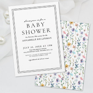 Invitation Fleur sauvage Pastel Baby shower botanique floral