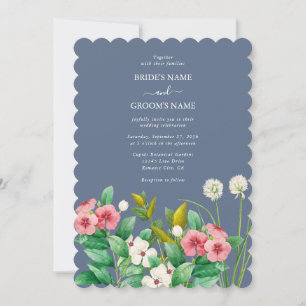 Invitation Fleur sauvage Periwinkle Dusty Blue Mariage