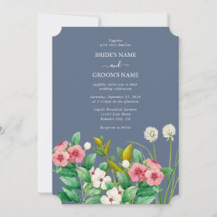 Invitation Fleur sauvage Periwinkle Dusty Blue Mariage