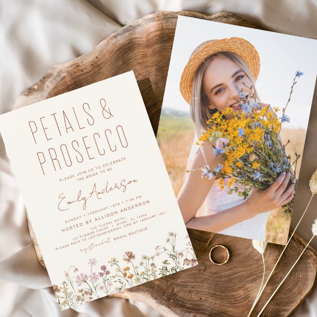 Invitation Fleur sauvage Petals & Prosecco Fête des mariées P (Créateur téléchargé)
