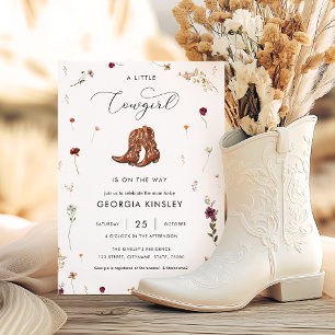 Invitation Fleur sauvage Petite fille Baby shower Western fil