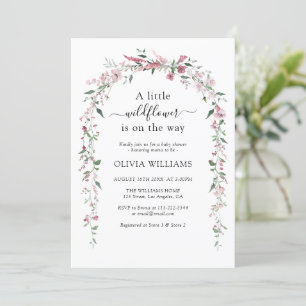 Invitation Fleur sauvage prairie Dusty Rose Baby shower fille
