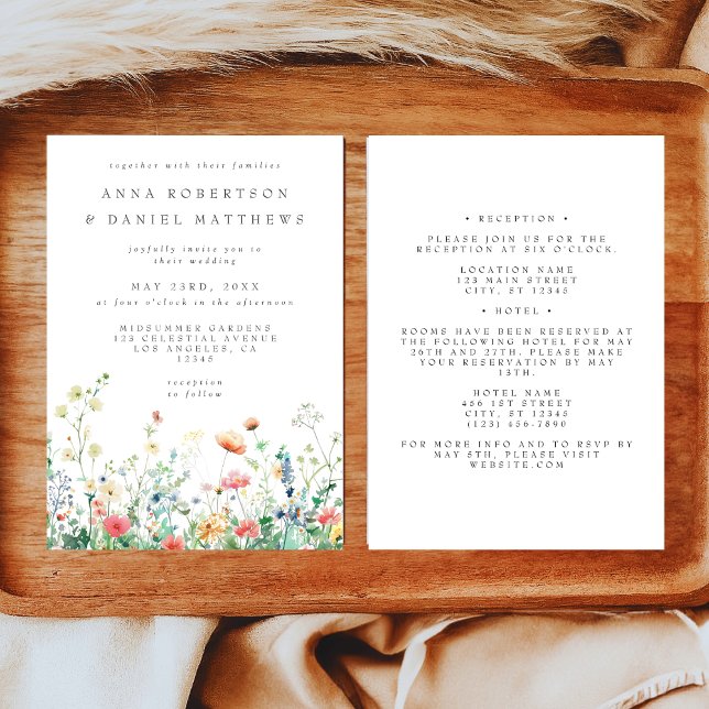 Invitation Fleur sauvage Pré tout en un Mariage (Créateur téléchargé)