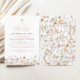 Invitation Fleur sauvage Première Sainte Communion En Fleur
