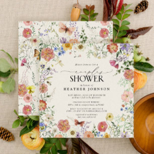 Invitation Fleur sauvage Pressé Cadre Floral Couples Douche