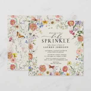 Invitation Fleur sauvage Pressé Floral Baby Sprinkle Douche