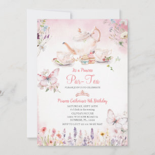 Invitation Fleur sauvage Princess ParTea Papillon rose Annive