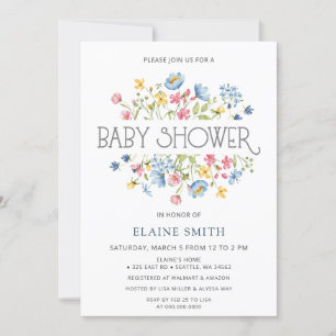 Invitation Fleur sauvage Printemps fleurit Baby shower Floral