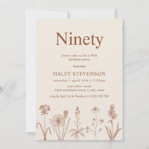 Invitation Fleur Sauvage Quatre-Vingt-Dix Beige Terracotta 90