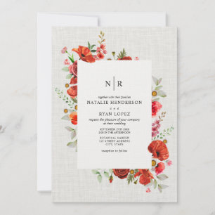 Invitation Fleur sauvage Red Poppy Floren lin Mariage