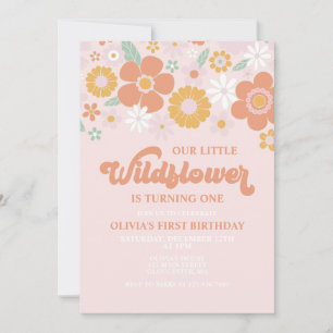 Invitation Fleur sauvage Retro Floral premier anniversaire In