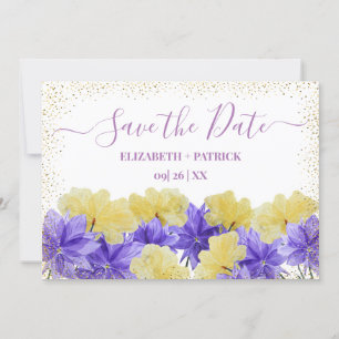 Invitation Fleur sauvage rhapsodie violet enregistrer la date