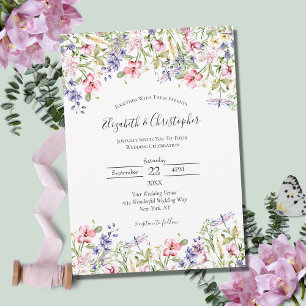 Invitation Fleur sauvage Rose Jaune Violet Bohème Mariage Mod