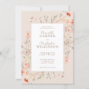Invitation Fleur sauvage rose Mariage Floral