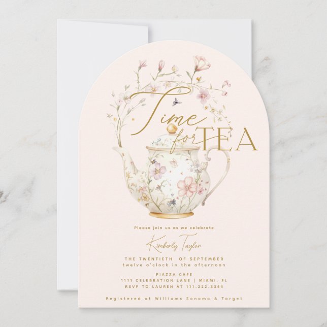 Invitation Fleur sauvage rose temps pour la Fête des mariées  (Devant)