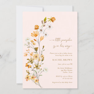 Invitation Fleur sauvage rose Un Petit Baby shower De Fille C