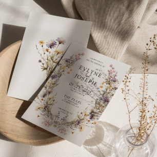 Invitation Fleur sauvage rose violet Boho Floral Wreath Maria