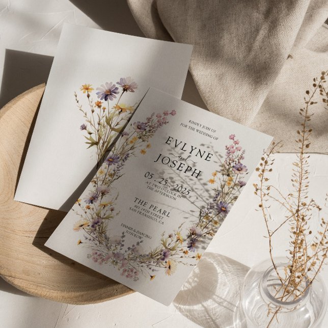 Invitation Fleur sauvage rose violet Boho Floral Wreath Maria (Créateur téléchargé)