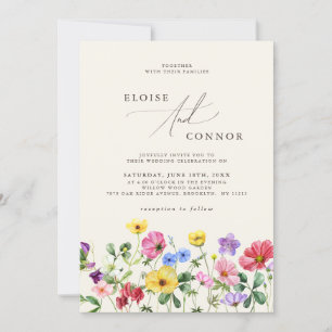 Invitation Fleur sauvage Rustic Chic Boho Floral Détails Mari