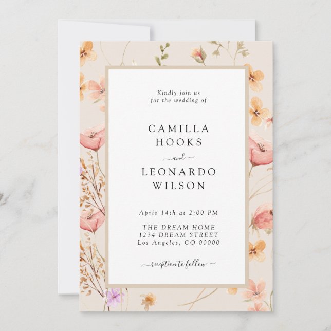 Invitation Fleur sauvage Rustic Fleur sauvage Mariage Photo (Devant)