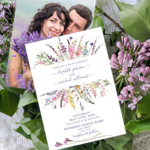 Invitation Fleur sauvage Rustique aquarelle Floral Mariage ph